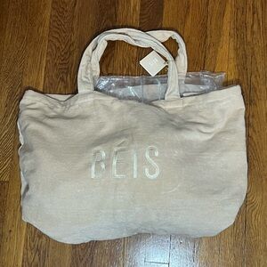 BEIS limited edition towel tote bag w/ inflatable pillow
